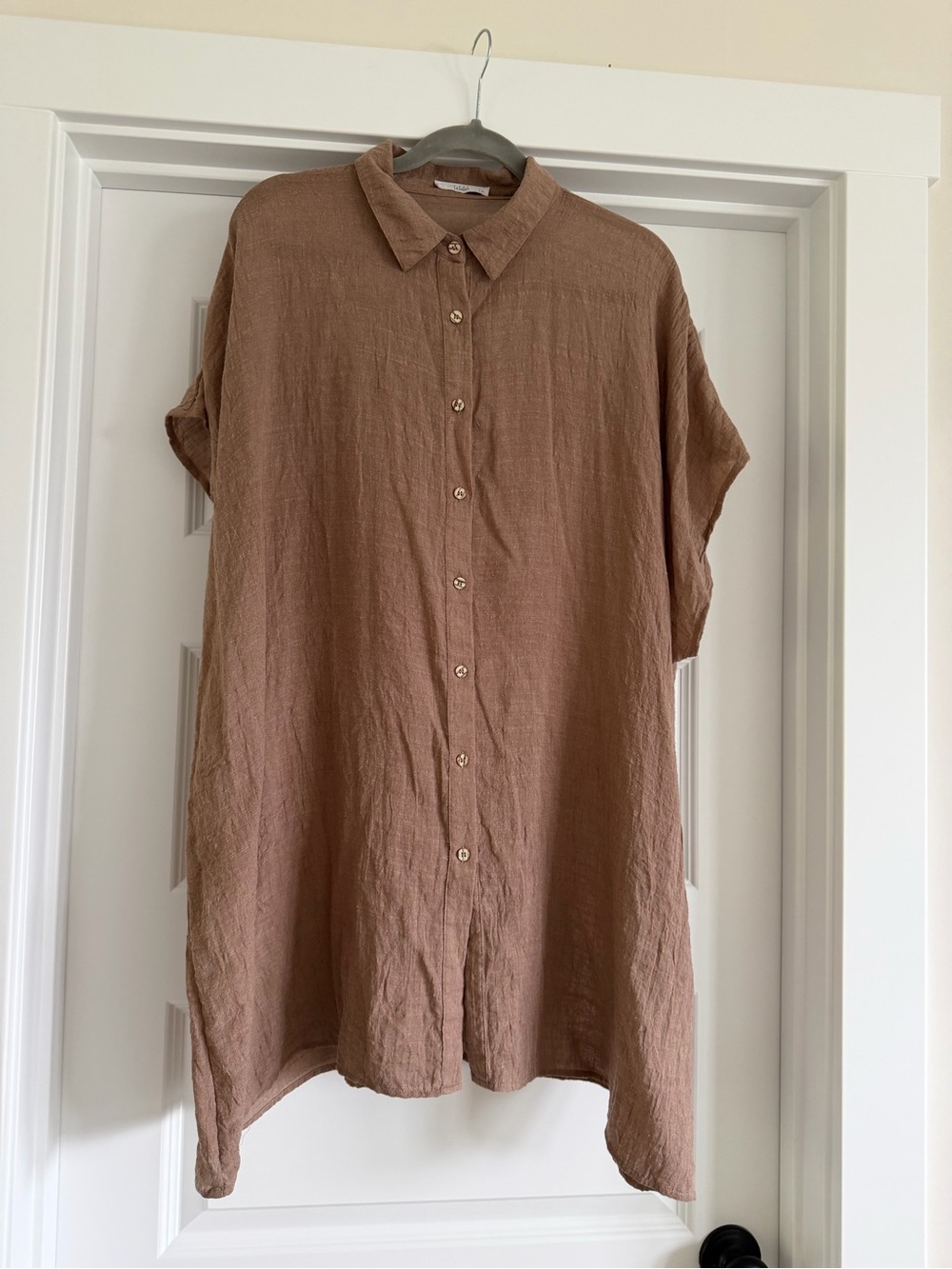 TALULAH Button-Front Relaxed Shirt in Brown